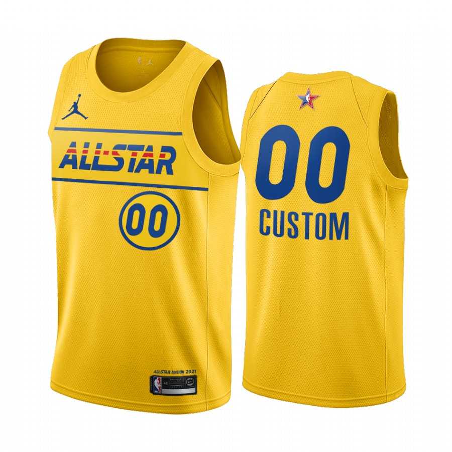 Men & Youth Customized 2021 Nike All-Star Jordan Brand Gold Game Swingman Finished Jersey